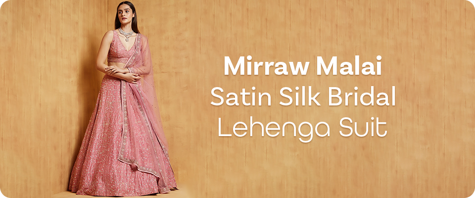 Mirraw Malai Satin Silk Bridal Lehenga Suit