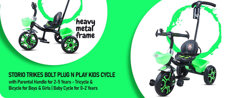 Storio Trikes Bolt Plug N Play Kids Cycle Parental Handle