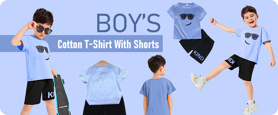 Boys Cotton T Shirt With Shorts