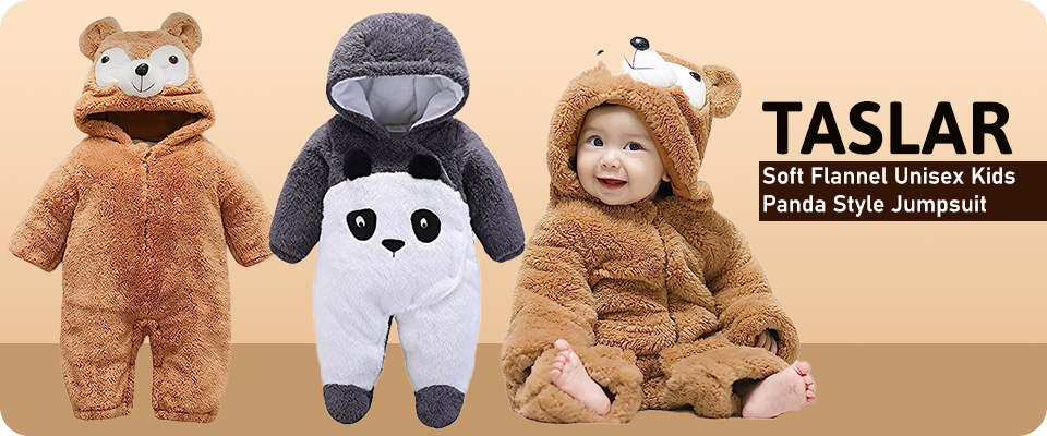 TASLAR Soft Flannel Unisex Kids Panda Style Jumpsuit