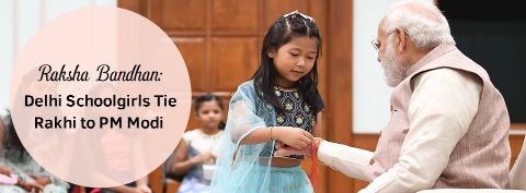 Raksha Bandhan: Delhi Schoolgirls Tie Rakhi to PM Modi