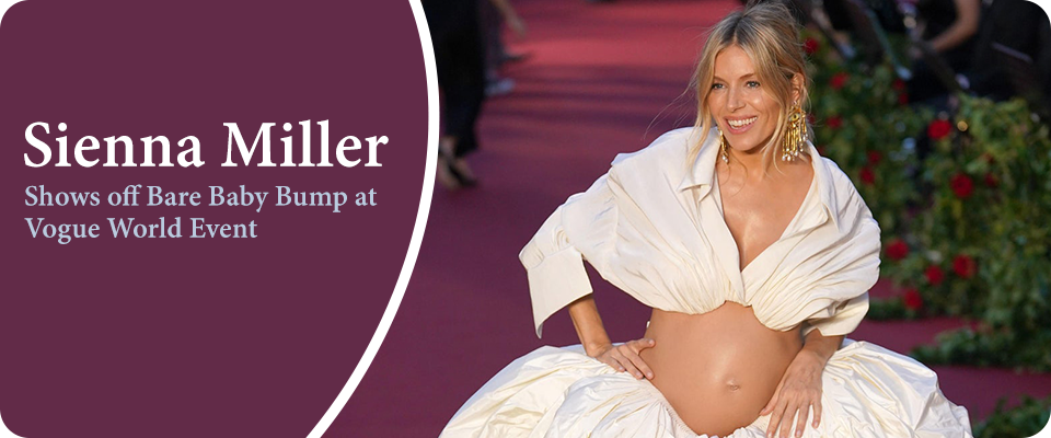 Sienna Miller Shows off Bare Baby Bump at Vogue World Event