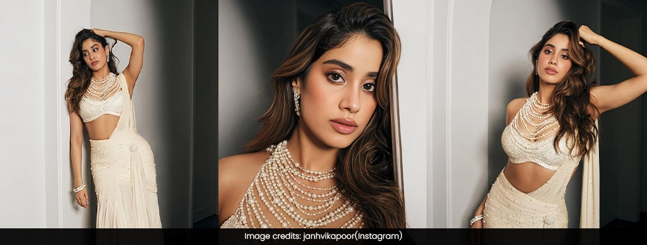 Actor Janhvi Kapoor Dazzles in a Pearl-Embedded Ensemble