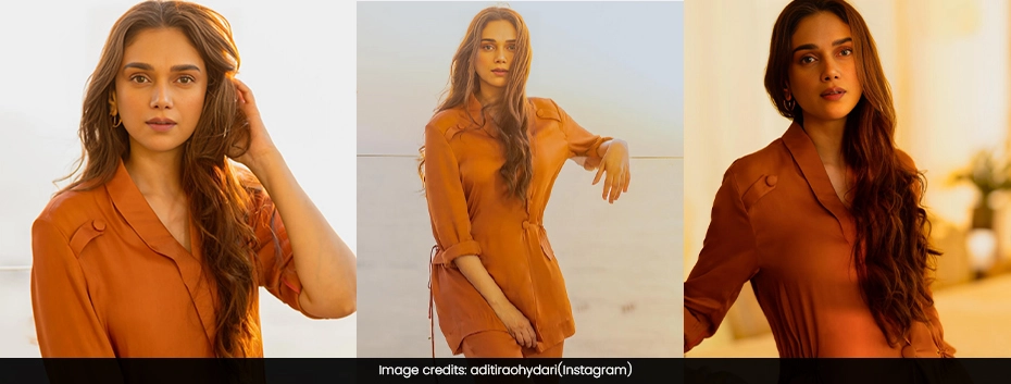Aditi Rao Hydari Flaunts Atonal Fashion In An Orange Ensemble